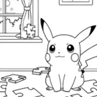 Pikachu’s Puzzle Adventure Coloring Page