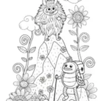 Monster Mountain Climbing Adventure Coloring Page