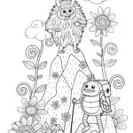 Monster Mountain Climbing Adventure Coloring Page