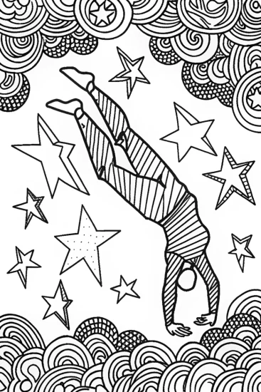 A coloring page of Ninja Starlight Acrobatics Coloring Page