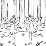 Whimsical Fall Fairies Coloring Page