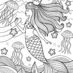 Mermaid’s Celestial Voyage Coloring Page