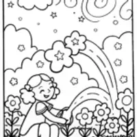 Jasmine and the Magical Star Garden Coloring Page