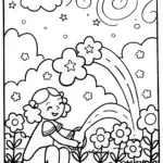 Jasmine and the Magical Star Garden Coloring Page