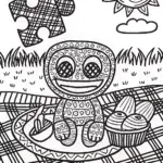 Huggy Wuggy’s Puzzle Picnic Coloring Page