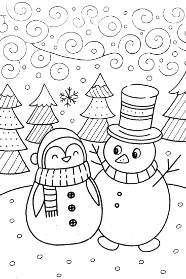 A coloring page of Squishmallow Winter Wonderland Coloring Page