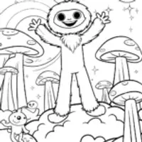 Huggy Wuggy in the Enchanted Dreamscape Coloring Page