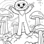 Huggy Wuggy in the Enchanted Dreamscape Coloring Page
