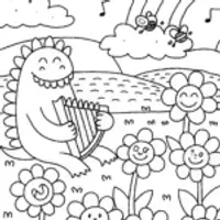 Godzilla’s Musical Garden Coloring Page