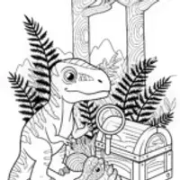 Dino Detective Adventures Coloring Page