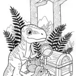 Dino Detective Adventures Coloring Page