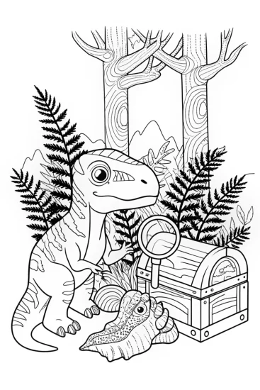A coloring page of Dino Detective Adventures Coloring Page