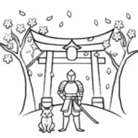 Demon Slayer and Celestial Guardian Coloring Page