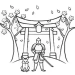 Demon Slayer and Celestial Guardian Coloring Page