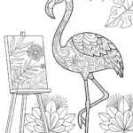 Flamingo Artist in Nature Coloring Page