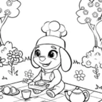 Puppy’s Enchanted Tea Party Coloring Page