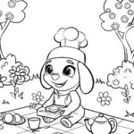 Puppy’s Enchanted Tea Party Coloring Page