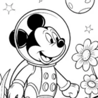 Mickey Mouse’s Cosmic Garden Adventure Coloring Page