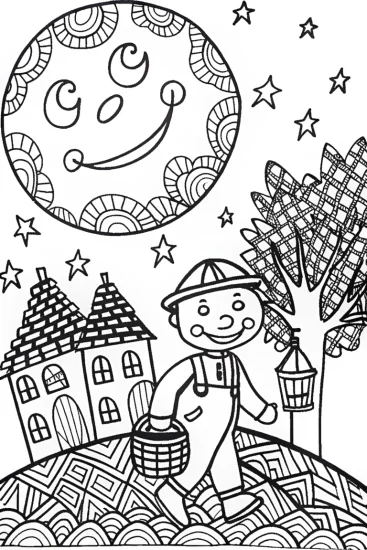 A coloring page of Luigi’s Moonlight Adventure Coloring Page