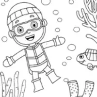 Blippi’s Colorful Underwater Adventure Coloring Page