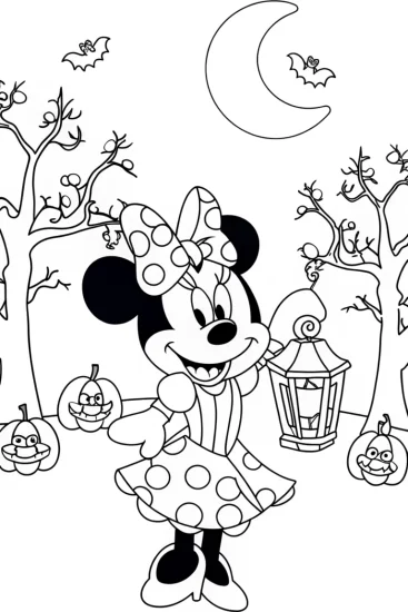 A coloring page of Minnie Mouse’s Enchanted Lantern Festival Coloring Page