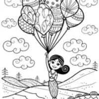 Jasmine’s Whimsical Balloon Adventure Coloring Page