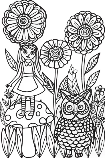A coloring page of Alice in Wonderland Coloring Page