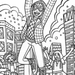 Miles Morales’ Spider-Swinging Dance Party Coloring Page