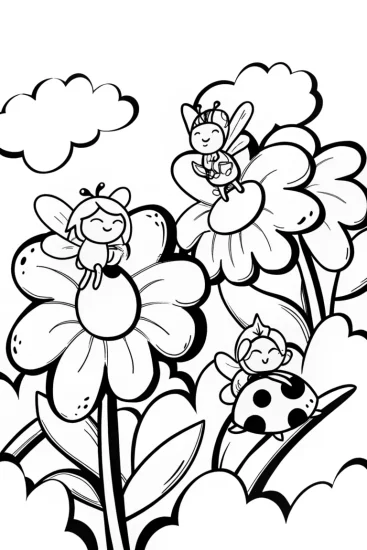 A coloring page of Squishmallow Garden Fairies Coloring Page