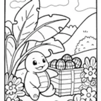 Charmander’s Hidden Treasure Hunt Coloring Page
