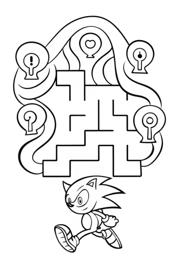 A coloring page of Sonic the Hedgehog in the Enchanted Labyrinth Coloring Page