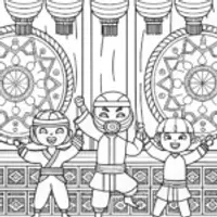 Ninja Sensei and the Playful Students Coloring Page