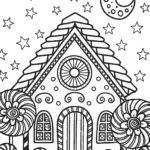 Gingerbread House Under the Starlit Canopy Coloring Page