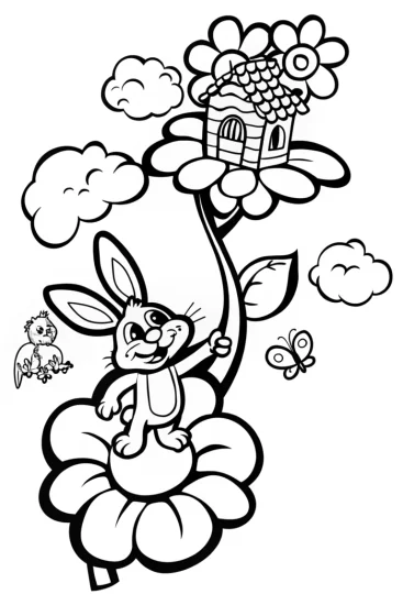 A coloring page of Banban’s Enchanted Garden Climb Coloring Page