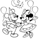 Mickey and Minnie’s Halloween Dance Party Coloring Page