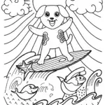 Sunshine Surfing Adventure Coloring Page