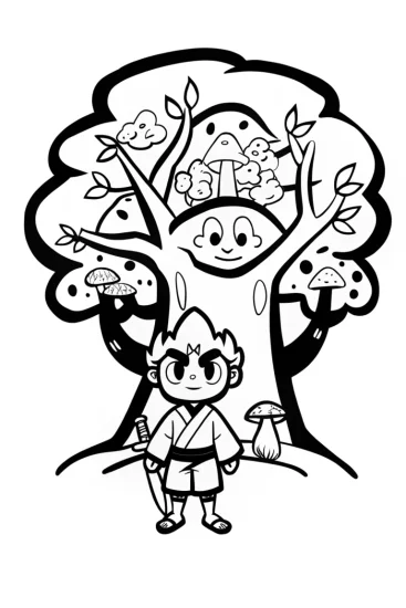 A coloring page of The Guardian of the Forest Coloring Page