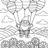 Burt the Gnome’s Balloon Adventure Coloring Page