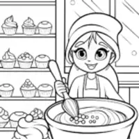 Cupcake Chic’s Magical Bakery Adventure Coloring Page