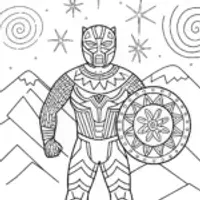 Black Panther’s Enchanted Shield Coloring Page
