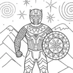 Black Panther’s Enchanted Shield Coloring Page