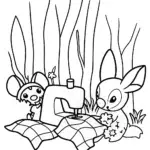 Stitch’s Cozy Sewing Retreat Coloring Page
