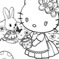 Hello Kitty’s Enchanted Tea Ceremony Coloring Page