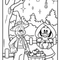 Goofy and Daisy Duck Harvest Festival Coloring Page