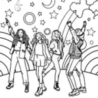 Rainbow High Students in a Celestial Dance Coloring Page