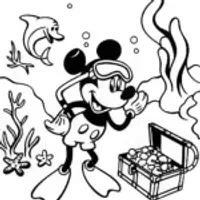 Mickey Mouse swims with ocean friends
