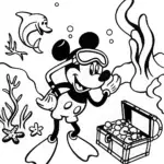 Mickey Mouse swims with ocean friends