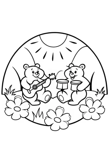 A coloring page of Care Bears Music Festival Coloring Page