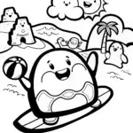 Squishmallow Surfing Adventure Coloring Page