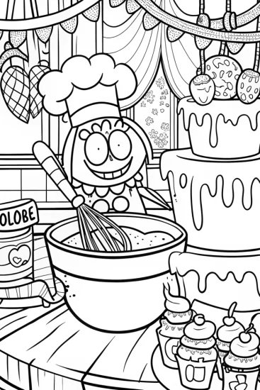 A coloring page of Cupcake Chic Cook-Off Coloring Page